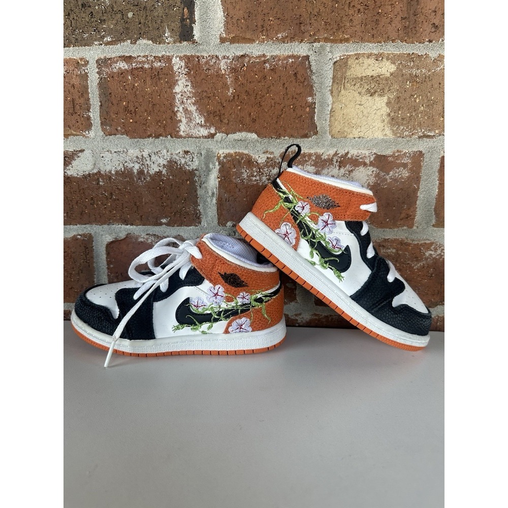 Toddler's Jordan 1 Mid SE "Basketball Blossom" White/Black-Starfish 10c